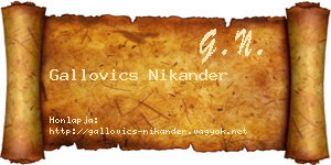Gallovics Nikander névjegykártya